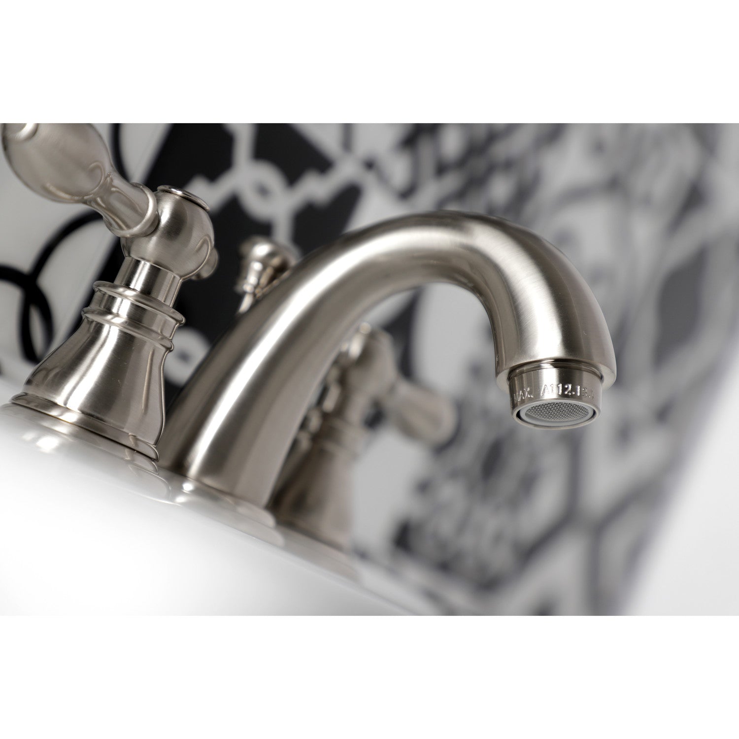 Kingston Tulare KB918ACL - American Classic Two-Handle 3-Hole Deck Mount Widespread Bathroom Faucet with Pop-Up Drain, Brushed Nickel — thumbnail 2